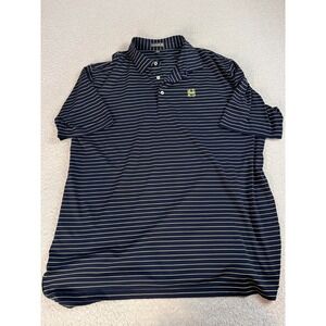 Peter Millar Summer Comfort Mens Striped Embroidered Navy Golf‎ Polo Shirt XXL